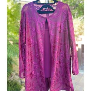 Anthony Original’s Sheer Velvet Embroidered Cardigan with Shirt - Size XL